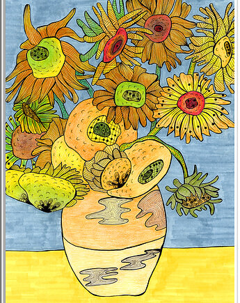 6. SŁONECZNIKI ZEN - rysunek, plakat., kama4you