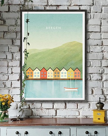 Bergen - Norwegia - plakat fine art, minimalmill