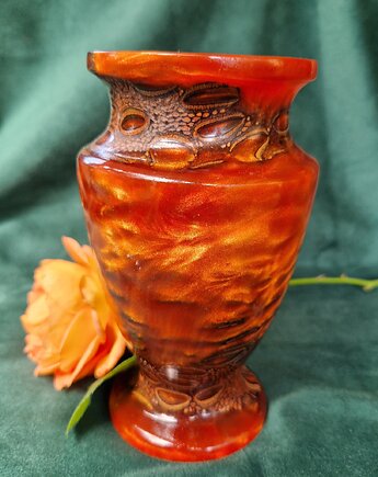 Pomarańczowy wazon z żywicy i nasiennika Banksia, Fairytalewood