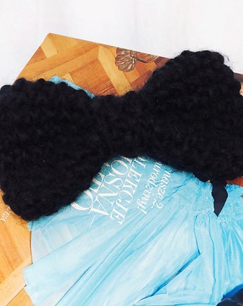 Wełniana kokarda spinka ręcznie robiona na drutach rękodzieło handmade, GANGSTA KNIT