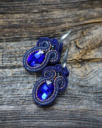 Granatowe kolczyki soutache, Mró Soutache