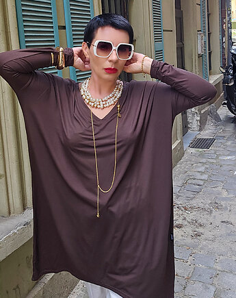Tunika oversize V czekolada, momo fashion