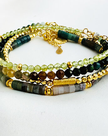 GREEN GODESS Komplet Bransoletek z agatów, turmalinu i peridotu, Anemon Atelier