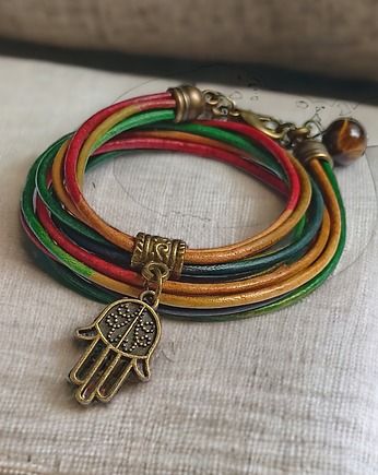 HAMSA - talizman chroniący od zła - GYPSY - skóra, kaktusia