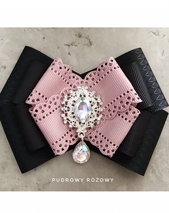 Brosza glamour z kwiatem 3D, Pudrowy Różowy