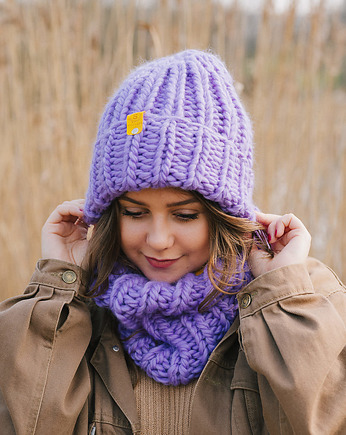 Wełniana czapka zimowa peruvian WOOLY fiolet, sploteka