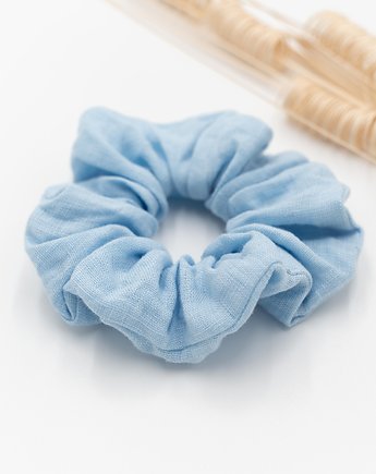 Scrunchie/frotka len błękitna, wu handmade
