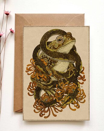 Żaba i wąż, kartka, kartka urodzinowa, Żaneta Antosik PRINTS