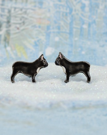 Buldog francuski mini- ceramiczne kolczyki, Dorca
