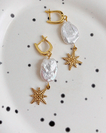 Kolczyki  z perłą i gwiazdą, Chmolowska Jewellery
