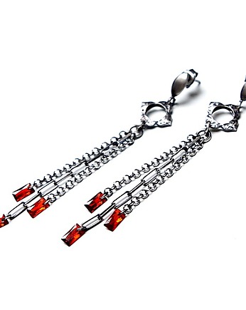 Kolczyki srebrne Baguette /garnet/, Katia i krokodyl