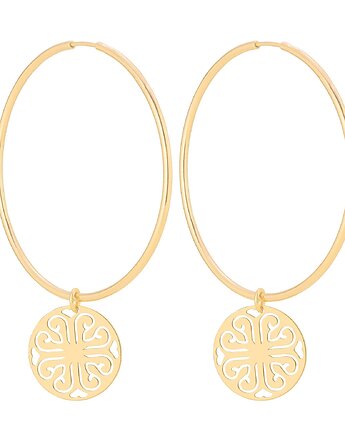 Złote kolczyki duże koła z rozetami, SOTHO