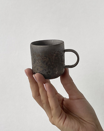 Filiżanka espresso RUSTY GOLD grafit  80 ml okrągłe ucho, PARIME