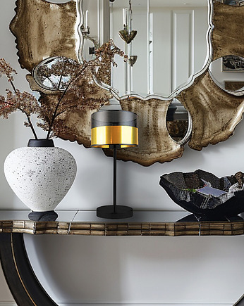 Czarna lampa stołowa do salonu z dwukolorowym abażurem NICEA GLAM, LYSNE