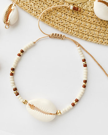 Bransoletka z muszelką Kauri | Beżowa, Ilovehandmade