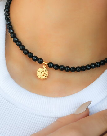 Choker "Coin" z onyksów- srebro 925 pozłacane, Coccola JEWELLERY