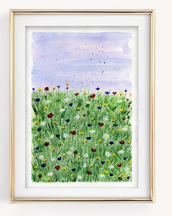 Sale! Oryginalna akwarela. Polna łąka  A4, Malgorzata Domanska