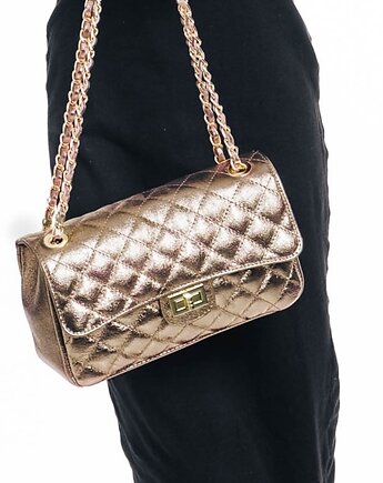 Torebka skórzana pikowana - złota (6930), BOSCCOLO