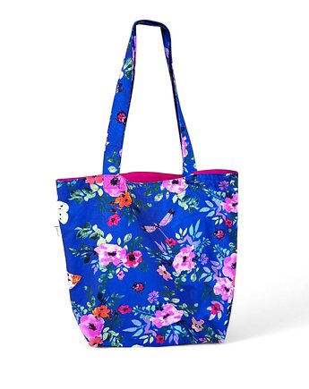 Torba na zakupy shopperka eko siatka torba na ramię shopper kwiaty i ważki, Uszyciuch