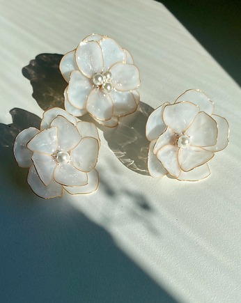 Komplet biżuterii z perłą Mallorca i cyrkoniami, FLORA K