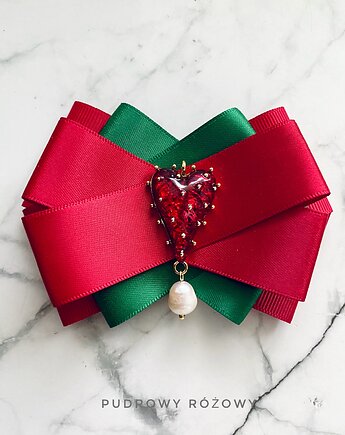 Brosza z niesamowitym sercem z 3d z perełką    NEW, Pudrowy Różowy