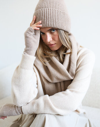 Czapka Merino & cashmere beżowa, Lucky HandMade