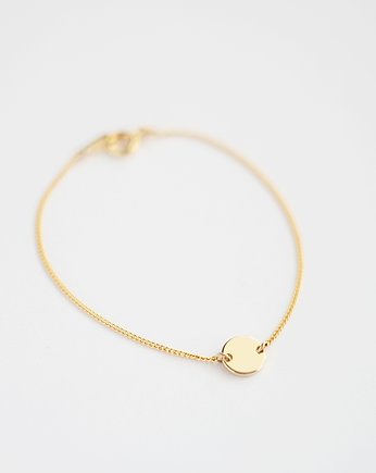 16k Gold Plated 2 Holes Small Round Tag Bracelet, Le Boho Bleu