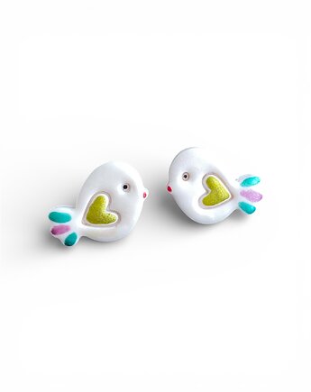 Kolczyki kolorowe ptaszki z gliny polimerowej, Megan Little Things