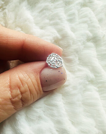 Srebrne kolczyki lwy origami,  głowa lwa sztyfty, Anemon Atelier