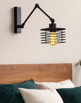 Loftowy kinkiet na wysięgniku regulowanym ALCAMO LOFT do czytania w sypialni, lampy loftowe LYSNE LOFT