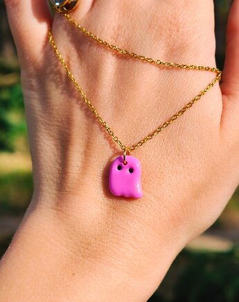 Naszyjnik duszek różowy dodatki w stylu pastel goth kawaii halloween, Dary Rusałki
