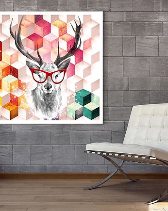 OBRAZ NA PŁÓTNIE - JELEŃ DEER- 60x60cm, LUdesign gallery