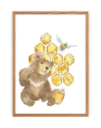 Obrazek Forest Story Bear 30x40cm, Yellow Tipi