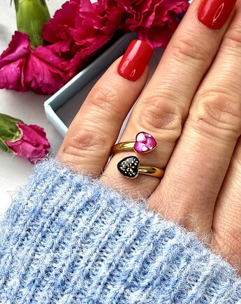 Pierścionek black and pink, Frant Art Jewellery