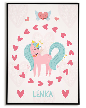 Plakat JEDNOROŻEC z imieniem dla dziewczynki unicorns, Bajkowe Obrazki