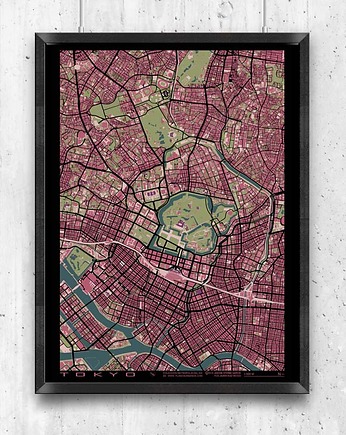Plakat Tokyo - plan miasta, minimalmill