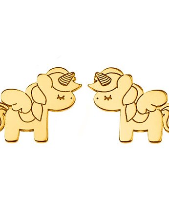 Kolczyki pozłacane Mini jednorożce pony, Czaki Bransoletki