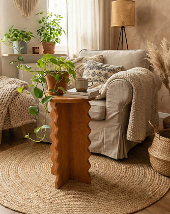 Stolik kawowy z litego drewna, kwietnik, stolik boczny boho, Dabov Studio