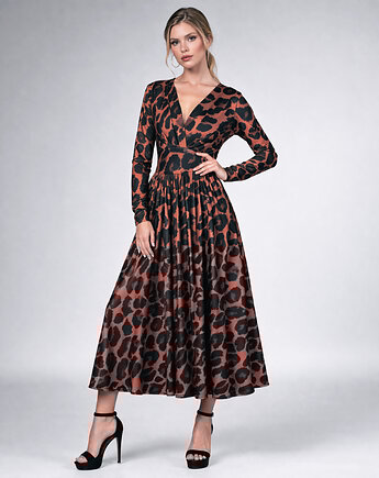 Amelia - Panterka - rozkloszowana sukienka, milita nikonorov