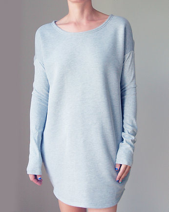 Szara Sukienka Dresowa Midi Wąski rękaw, ONE MUG A DAY