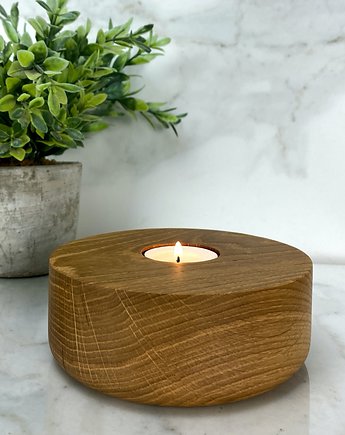 Duży świecznik dębowy na tealight, MESSTO made by wood
