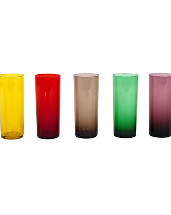 Zestaw kolorowych szklanek, włoski design, lata 60, produkcja: Włochy, Przetwory design
