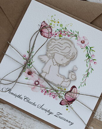 Wyjątkowa personalizowana kartka na chrzest dla dziewczynki - pomysł na preze, sorte