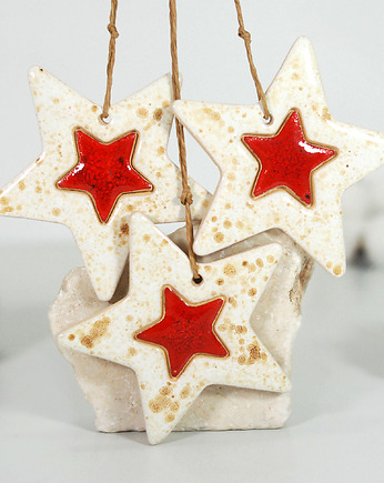 Gwiazdki choinkowe - ceramiczne ozdoby choinkowe, 10FingersArt