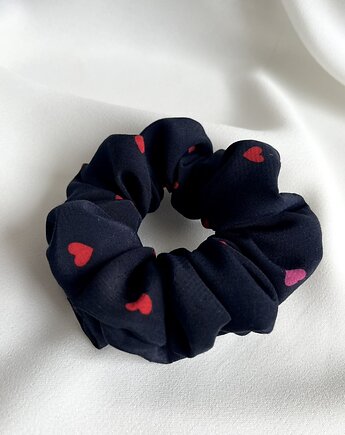 Granatowa gumka do włosów w czerwone i różowe serduszka Hearts, Volie Line
