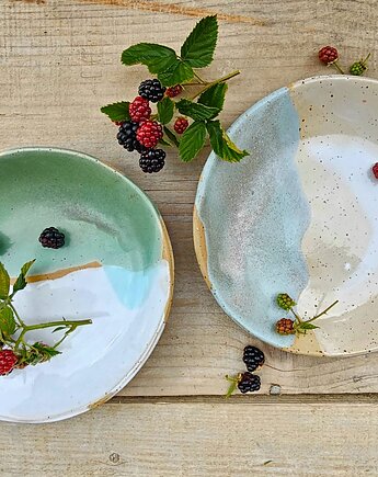 Ręcznie wykonany zestaw półgłębokich talerzyków 22cm, Ewa Duszka