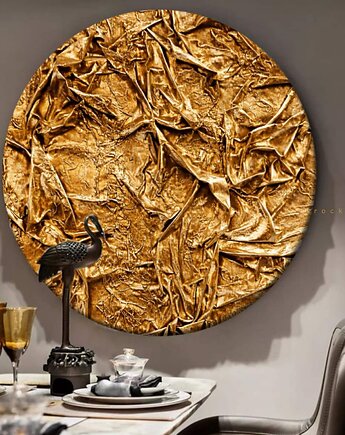 Płaskorzeźba obraz okrągły strukturalny  koło metaliczna dekoracja fi 100cm, art and texture