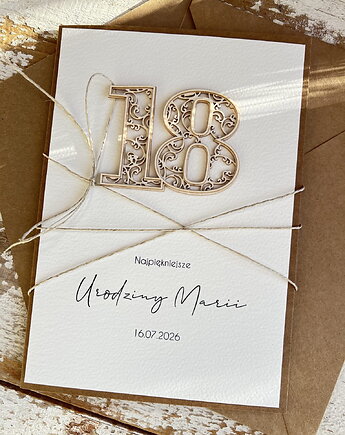 Personalizowany prezent - kartka ręcznie robiona na 18 urodziny, sorte