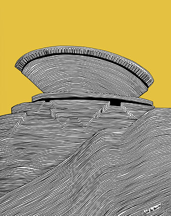 Spodek z musztardowym niebem/ Katowice / Grafika, Jola Regeńczuk Art