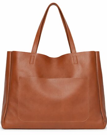 Duża torba damska z kieszenią na ramię ze skóry naturalnej, bagoo